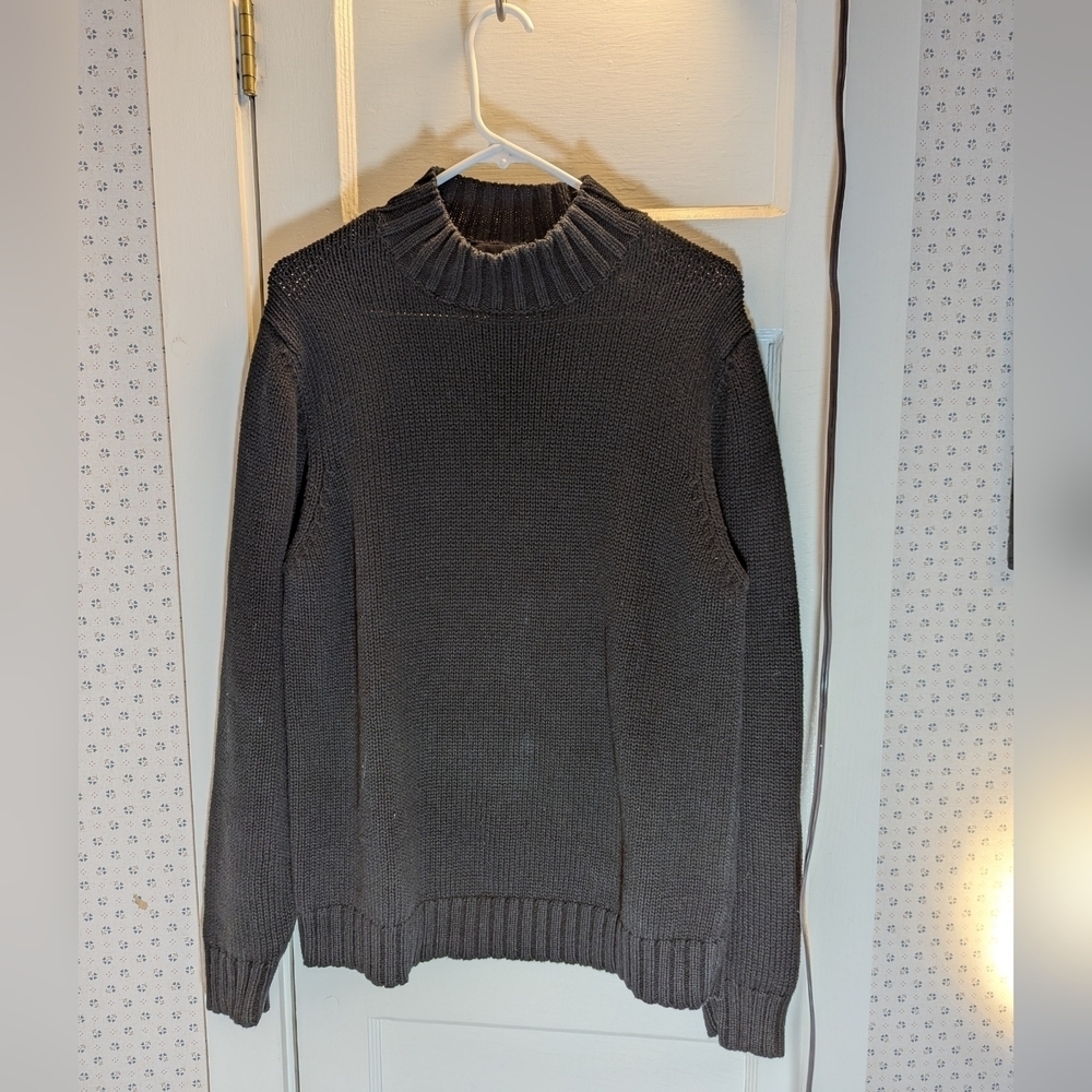 💙 Navy Eddie Bauer M Pullover Sweater Cotton Vintage Coastal - Picture 2 of 14